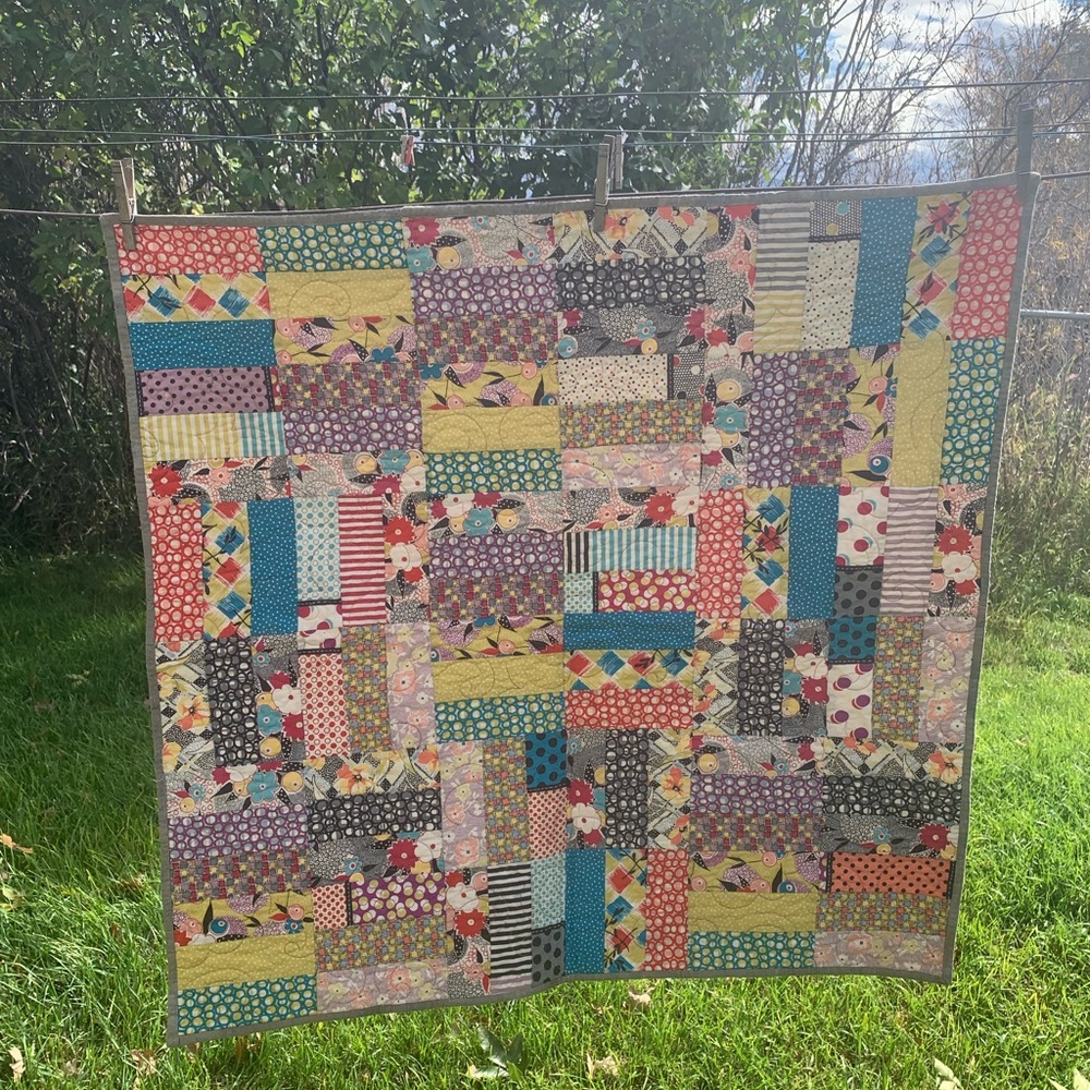 Handmade Crib Baby Girl Multicolored Quilt Quilted Blanket